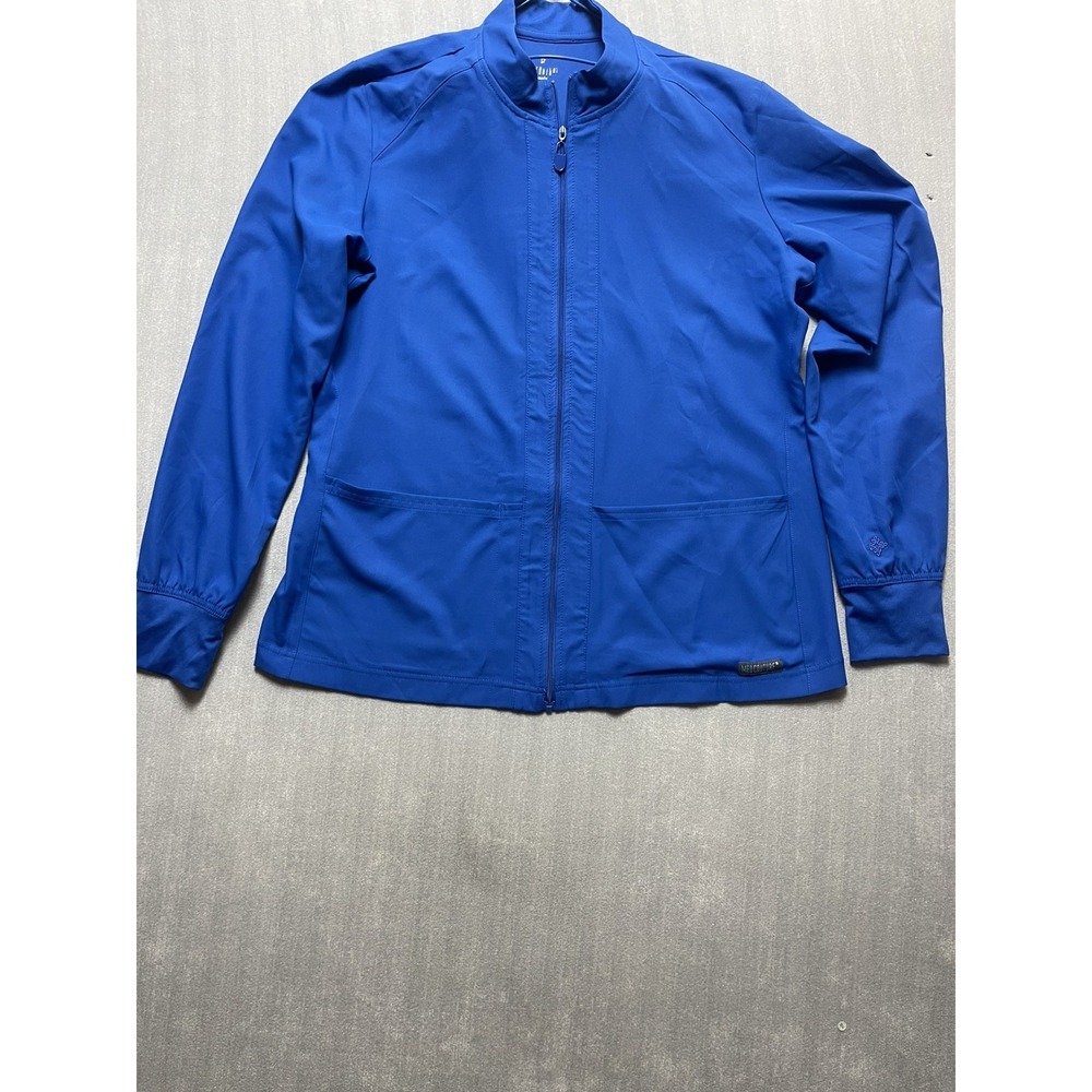 Large Couture Scrub Jacket Womens Large Navy Touch Full Zip Pockets w/ bonus top